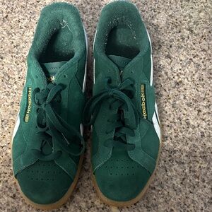 Reebok Forest Green Sneakers with White and Gold Accents